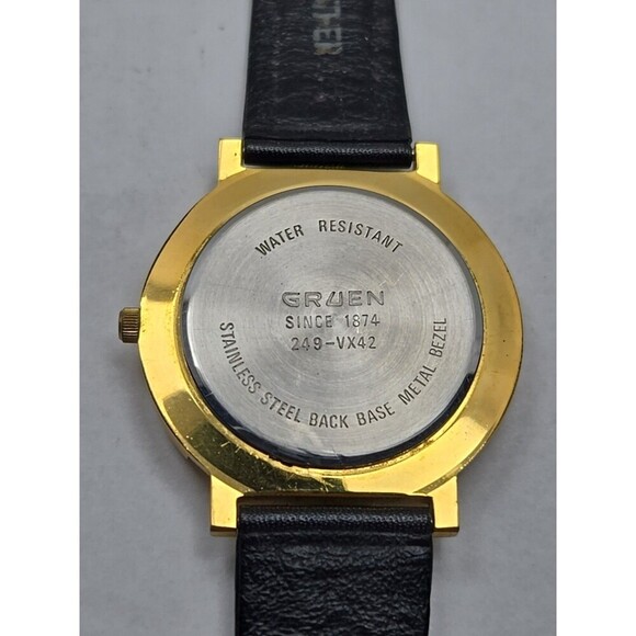 Gruen Sport Quartz Date Gold Tone Bezel 3ATM 100FT Mens Watch New Battery Analog - Picture 13 of 13